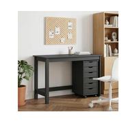 Desk Set Modern Grey Solid Pine 112x50x75cm 6-Drawer Rolling Cabinet on Wheels.
