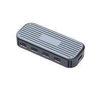 Desk Setup USB C Docking Station with 4K 60Hz Video Output, Two 10Gbps USB C Ports, 100W PD Input and Gray Aluminum 4 in 1 Hub for Travel Use Type Dock Multiport Adapter Desktop Hub Home