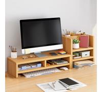 Desk Shelf Organizer Wood Equipped with Monitor Elevated Stand, Increase Depth for Greater Storage, Desktop Shelf(Wood Color,B)