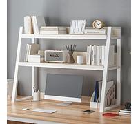 Desk Shelf Stand - 2 Tier Industrial Ladder Desktop Bookshelf, Desktop Bookshelf Organizer, Desktop Bookcase For Computer Desk, Multifunctional Freestanding Storage Rack Display Shelf ( Color : White