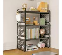 Desk shelf with steel frame and top, desk organizer with elegant design, corner organizer and storage option for the desk, top shelf for student dormitories (color: black, size: 30 cm, 3 levels)