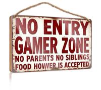 Desk Signs For Office Funny No Entry Gamer Zone: No Parents, No Siblings Wooden Sign Home Sweet Home Sign Fall Front Door Decor(20X30CM)