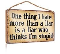 Desk Signs For Office Funny Quote: 'One Thing I Hate More Than A Liar Is A Who Thinks I' Wooded Sign Wood Home Sign Summer Decorations For Home(20X30CM)