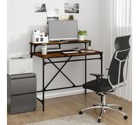 Desk Smoked Oak 100x50x90 cm Engineered Wood and Iron Berkfield Home Brown One Size
