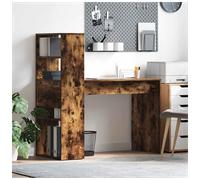 Desk Smoked Oak 113x54x120cm Engineered Wood Modern Study Desk with 2 Shelves XL