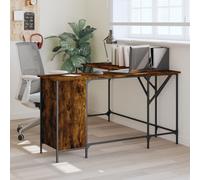 Desk Smoked Oak 141x141x75 cm Engineered Wood Berkfield Home Brown One Size