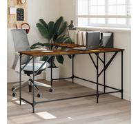 Desk Smoked Oak 149x149x75 cm Engineered Wood Berkfield Home Brown One Size