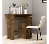 Desk Smoked Oak 80x45x74cm Engineered Wood Compact Writing Table with PC slot A