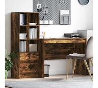 Desk Smoked Oak Engineered Wood 145.5x50x127cm 2 Drawers Office Compact HomeDesk