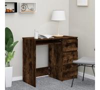 Desk Smoked Oak Engineered Wood 90x45x76 cm 3-Drawer Compact Study Desk for Kids