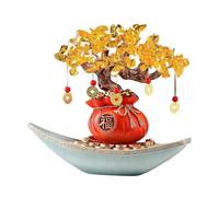 Desk Smooth Sailing Crystal Fortune Tree for Home Office Desktop Housewarming Decoration Decor(Red)