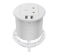 Desk Socket with USB, Haylink Desktop Power Grommet 80mm Cut-Out Hole In Desk Power with 1 UK Plug, Power Socket Extension Connect 6.56ft Extension Cord(White)