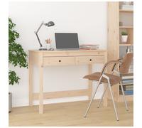 Desk Solid Pine Natural 100x50x78cm Modern Home Office with 2 Shelves Drawer New