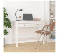 Desk Solid Pine Wood White 100x50x78 cm 2 Drawers Rustic Study Table NaturalTop