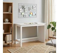 Desk Solid Pine Wood White 112x50x75cm Minimalist Matte Home Office Sturdy Build