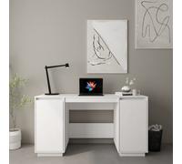 Desk Solid Pinewood 140x50x75cm White Minimalist Home Office Workspace RusticTop