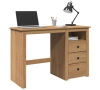 Desk Solid Pinewood Honey 112x45x75 cm 3-Drawer Compact Office Study