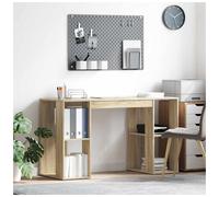 vidaXL Desk with Storage Sonoma oak 130 x 50.5 x 75 cm Engineered Wood, Modern Home Office Desk, Rectangular, Storage, Workstation Table, Computer, Minimalist, Efficient Setup, Engineered Wood