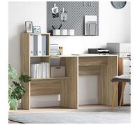 Desk Sonoma oak 131.5x50x106.5cm Engineered wood with integrated shelves matte.