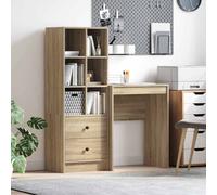 Desk Sonoma Oak Engineered Wood 105.5x34x127cm 2-Drawer Compact Office Workspace