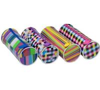 Desk Stationery Colorful Mexican Stripes Round Pencil Case - Cute Leather Pen Pouch, School Stationery Organizer & Makeup Bag for Boys, Girls, Students, Multicolour