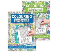 Desk Stationery Squiggle A4 Colouring & Word Search Puzzle Books - Fun Activity Book for Kids & Adults, Creative Colouring Pages & Brain Teaser Puzzles, Perfect Stocking Filler Gift