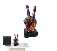 Desk Statue Colorful Hand Gesture Figurine Resin Art Model Creative Tabletop Sculpture Ornament Decorative Home Accent Piece | Signal Pose Design Inspired By Acting Hand Movements Peace Sign Di