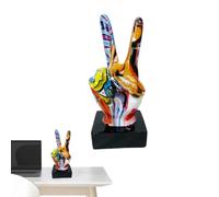 Desk Statue Colorful Hand Gesture Figurine Resin Art Model Creative Tabletop Sculpture Ornament Decorative Home Accent Piece | Signal Pose Design Inspired By Acting Hand Movements Peace Sign Di
