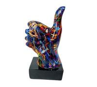 Desk Statue - Hand Statue, Cool Colourful Graffiti Resin Hand Statue, Gesture Ornaments | Thumb Ornaments, Abstract Art Sculpture as Table Decoration, Thumb Peace Figures for Home Business