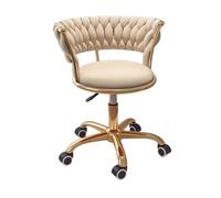 Desk Stool with Wheels Gold Leg Adjustable Height 48-58cm Rolling Stool Chair with Back 360 Swivel for Home Beauty Salon Tattoo(Beige)