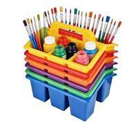 Desk Storage Basket: Desk Organizer, Storage | Six Compartment PP Design, Lightweight Carrying Handle, Multi-Color Set with Artists Sorting Solution