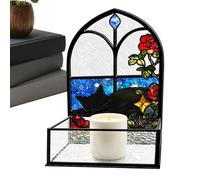 Desk Storage Box Faux Stained Glass Cat Theme Decoration