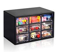 Desk Storage Organizer with 9 Drawers, ToyaJeco Stackable Desktop Craft Drawer Cabinet, Clear Storage Box Caddy for Makeup Jewelry Office Craft Supplies (25×15×16cm)