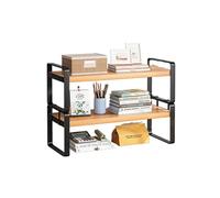 Desk Storage Rack with Expandable Countertop Shelf Organizer Multifunctional Metal Frame Desktop Bookshelf for Office Supplies and Home Decor