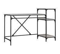 Desk Industrial Black Oak 135x50x90cm Engineered Wood 3 Shelves Sturdy HeavyDuty
