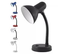 Desk Table Flexi Neck Reading Work Lamp - Adjustable Metal & Plastic Construction - Integral On/Off Switch - Bulb Not Included - 34cm Height (White)