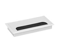 Desk Table Grommets 10Pcs Rectangle Desk Wire Hole Cover Table Outlet Port Computer PC Cable Grommet Holder with Black Brush for Home Office Table(White-80x160mm)