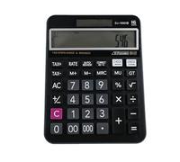 Desk Tax Calculator with Large Buttons, Calculator with Tax and Check Function,16 Digits 2-line LCD,Dual Solar Power and Battery for School Office Supermarket Business Home Daily Use, Black