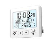 Desk Temperature Humidness Measurement Meter with Time Date Display for Indoor Home Thermometers Hygrometer Large Display Temperature Humidity Gauge