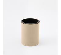 Desk Tidy Round Pen Pot Holder Organiser Leather Beige - Handmade Stitching