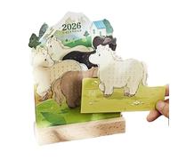Desk Top Calendar - Sheep Horse Thick, Paper Planner Three, Dimensional Calendar for Schedule Appointment Planning New, Classroom Apartment Combines. Decorative Style with Practical Daily Planning