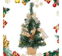 Desk Top Christmas Tree with Lights, 15.7 Inches Artificial Seasonal Decor, Artificial Christmas Tree, for Home Office Winter Mantel Room Holiday Party Table Centerpiece