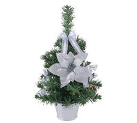 Desk Top Christmas Tree with Lights | 15.7 Inches Artificial Seasonal Decor - Small Artificial Christmas Tree - for Home Office Winter Mantel Room Holiday Party Table Centerpiece