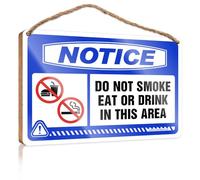 Desk Top Decor Wooden Plaque - Painted Surface & Restricted/Home Decor Bathroom | Rustic Kitchen Wall Decor Farmhouse For Notice Do Not Smoke, Eat Or Drink In This Area