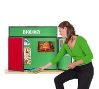 Desk Top Exhibition Display Panel Kit with a Clip on Header | Double-Sided Cherry Red/Quince Green with Black PVC Frame | (Landscape) - Great for Office, Healthcare & School