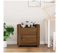Desk Trolley Brown Oak 60x45x60cm Engineered Wood Mobile Cart with Door +Casters