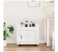 Desk Trolley High Gloss White 60x45x60cm Engineered Wood Mobile Storage Casters
