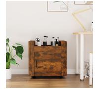 Desk Trolley Smoked Oak 60x45x60 cm Engineered Wood Mobile Storage Cart w/Door.