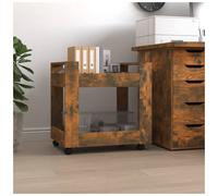 Desk Trolley Smoked Oak 60x45x60cm Engineered Wood Mobile Kitchen Serving Carts