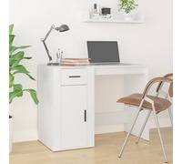 Desk White 100x49x75 cm Engineered Wood 1 Drawer 1 Cabinet Compact for study use